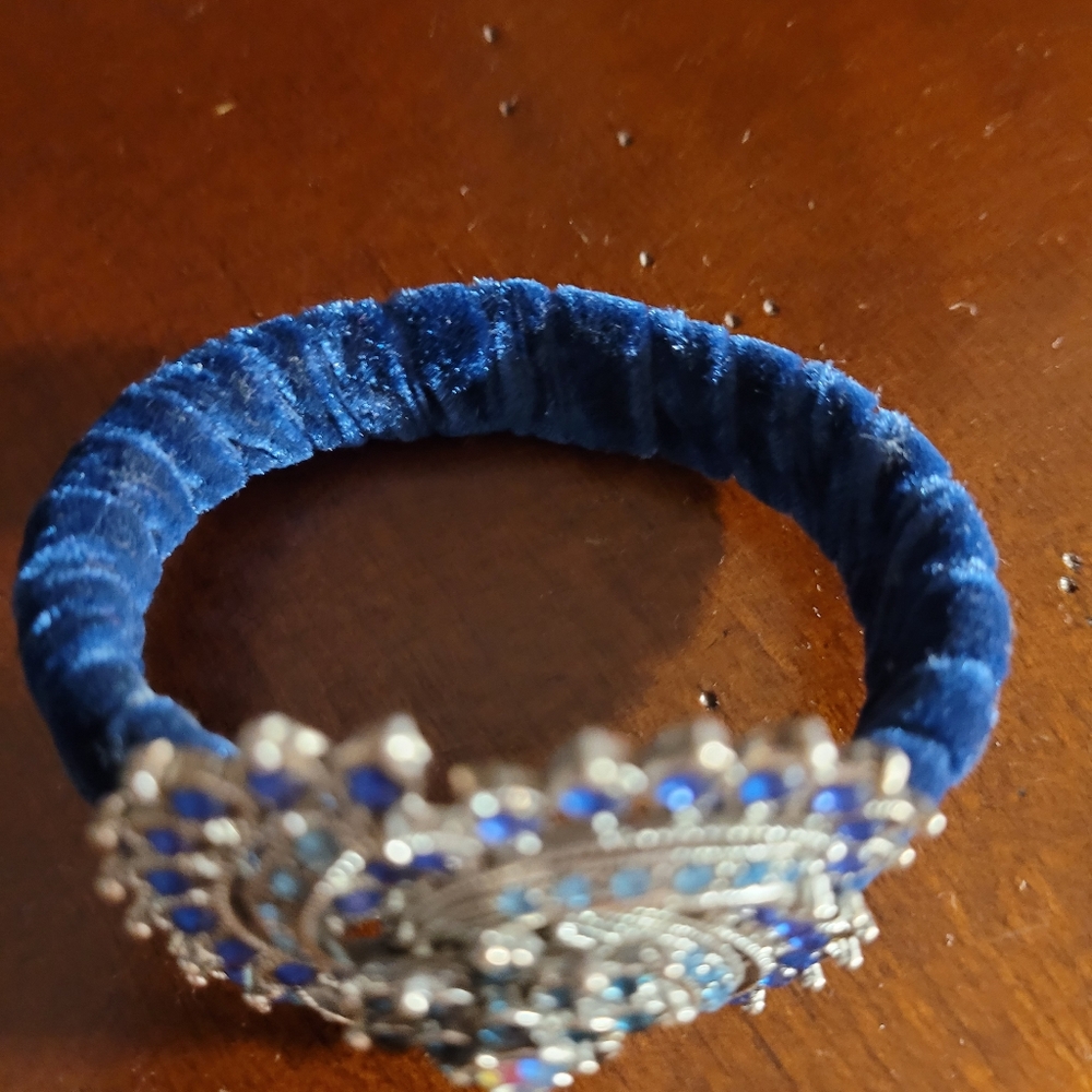 Blue Rhinstone Cuff Bracelet - Picture 6 of 7